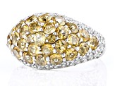 Pre-Owned Yellow Citrine Rhodium Over Sterling Silver Ring 3.44ctw