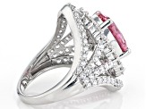 Pre-Owned Pink and White Cubic Zirconia Rhodium Over Sterling Silver Ring 11.58ctw