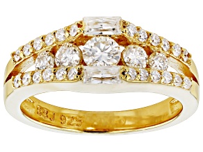 Pre-Owned Moissanite 14k Yellow Gold Over Silver Ring .95ctw DEW.