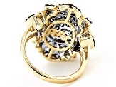Pre-Owned Champagne And White Diamond 14k Yellow Gold Cluster Ring 1.50ctw