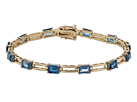 Pre-Owned London Blue Topaz 18k Yellow Gold Over Sterling Silver Bracelet 6.94ctw