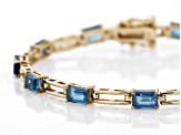 Pre-Owned London Blue Topaz 18k Yellow Gold Over Sterling Silver Bracelet 6.94ctw