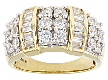 Picture of Pre-Owned White Cubic Zirconia 18k Yellow Gold Over Sterling Silver Ring 2.90ctw