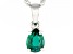 Pre-Owned Pear Lab Created Emerald Rhodium Over Sterling Silver May Birthstone Pendant With Chain 0.