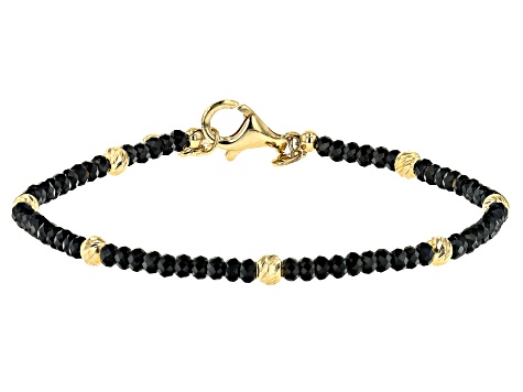 Pre-Owned Black Spinel 18k Yellow Gold Over Sterling Silver Bracelet