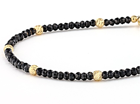 Pre-Owned Black Spinel 18k Yellow Gold Over Sterling Silver Bracelet
