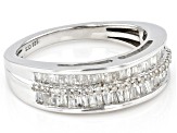 Pre-Owned White Diamond Rhodium Over Sterling Silver Band Ring 0.60ctw