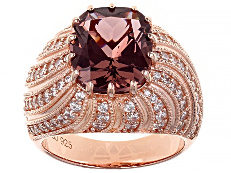 Pre-Owned Blush Zircon Simulant And White Cubic Zirconia 18K Rose Gold Over Sterling Silver Ring 8.4