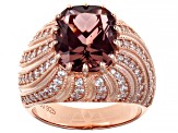 Pre-Owned Blush Zircon Simulant And White Cubic Zirconia 18K Rose Gold Over Sterling Silver Ring 8.4