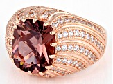 Pre-Owned Blush Zircon Simulant And White Cubic Zirconia 18K Rose Gold Over Sterling Silver Ring 8.4