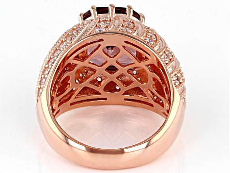 Pre-Owned Blush Zircon Simulant And White Cubic Zirconia 18K Rose Gold Over Sterling Silver Ring 8.4