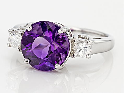 Pre-Owned Purple Amethyst Rhodium Over Sterling Silver Ring 2.91ctw