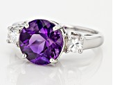 Pre-Owned Purple Amethyst Rhodium Over Sterling Silver Ring 2.91ctw