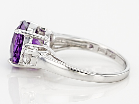Pre-Owned Purple Amethyst Rhodium Over Sterling Silver Ring 2.91ctw