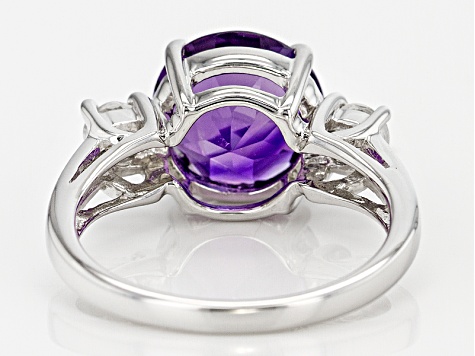 Pre-Owned Purple Amethyst Rhodium Over Sterling Silver Ring 2.91ctw