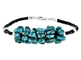 Pre-Owned Turquoise Rhodium Over Silver Leather Cord Bracelet