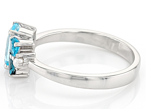 Pre-Owned Sky Blue Topaz With Multi-Gemstone Rhodium Over Sterling Silver Ring 1.06ctw