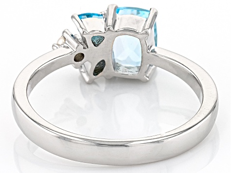 Pre-Owned Sky Blue Topaz With Multi-Gemstone Rhodium Over Sterling Silver Ring 1.06ctw