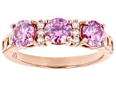 Pre-Owned Colorless and Pink moissanite 14k rose gold over silver ring 1.56ctw DEW