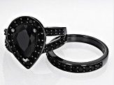 Pre-Owned Black Spinel, Black Rhodium Over Sterling Silver Ring Set of 2 4.79ctw