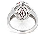 Pre-Owned Red Coral Rhodium Over Sterling Silver Ring 0.92ctw