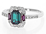 Pre-Owned Blue Lab Alexandrite Rhodium Over Silver Ring 1.34ctw