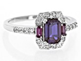 Pre-Owned Blue Lab Alexandrite Rhodium Over Silver Ring 1.34ctw