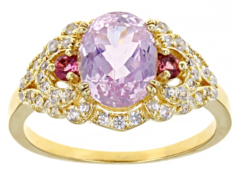 Pre-Owned Kunzite 18k Yellow Gold Over Sterling Silver Ring 2.77ctw