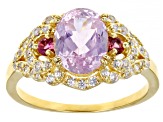 Pre-Owned Kunzite 18k Yellow Gold Over Sterling Silver Ring 2.77ctw