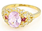 Pre-Owned Kunzite 18k Yellow Gold Over Sterling Silver Ring 2.77ctw