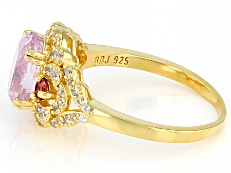 Pre-Owned Kunzite 18k Yellow Gold Over Sterling Silver Ring 2.77ctw