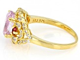Pre-Owned Kunzite 18k Yellow Gold Over Sterling Silver Ring 2.77ctw