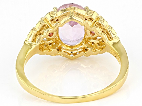 Pre-Owned Kunzite 18k Yellow Gold Over Sterling Silver Ring 2.77ctw