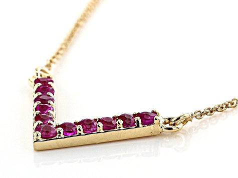 Pre-Owned Red Ruby 10k Yellow Gold Necklace .52ctw