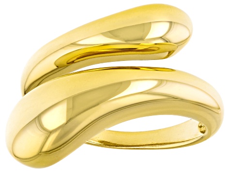 Pre-Owned 18k Yellow Gold Over Sterling Silver Bypass Ring
