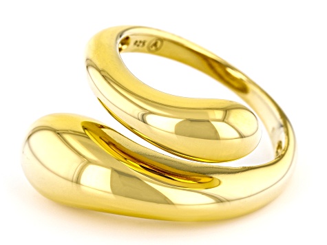 Pre-Owned 18k Yellow Gold Over Sterling Silver Bypass Ring