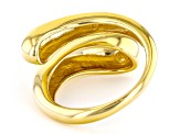 Pre-Owned 18k Yellow Gold Over Sterling Silver Bypass Ring