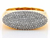 Pre-Owned White Diamond 14k Yellow Gold Over Sterling Silver Flat Top Cluster Ring 0.25ctw