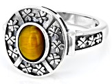 Pre-Owned Brown Tigers Eye Sterling Silver Ring
