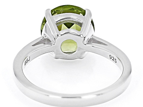 Pre-Owned Green Peridot Rhodium Over Sterling Silver Ring 3.83ct