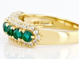 Pre-Owned Green Lab Created Emerald 18k Yellow Gold Over Sterling Silver Band Ring 0.88ctw