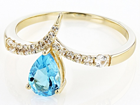 Pre-Owned Swiss Blue Topaz 10k Yellow Gold Ring 0.97ctw