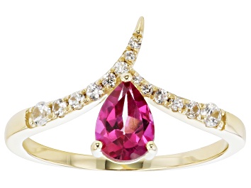 Picture of Pre-Owned Pink Topaz 10k Yellow Gold Ring 0.97ctw