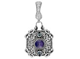 Pre-Owned Blue Tanzanite & 57 Chevy™ Topaz Silver Enhancer Pendant .84ctw
