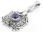 Pre-Owned Blue Tanzanite & 57 Chevy™ Topaz Silver Enhancer Pendant .84ctw