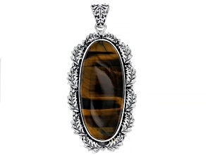 Pre-Owned Tigers Eye Sterling Silver Pendant