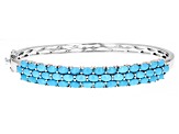 Pre-Owned Blue Sleeping Beauty Turquoise Rhodium Over Sterling Silver Bangle Bracelet