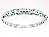 Pre-Owned Blue Sleeping Beauty Turquoise Rhodium Over Sterling Silver Bangle Bracelet