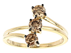 Pre-Owned Champagne Diamond 10k Yellow Gold 3-Stone Ring 0.80ctw