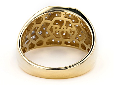 Pre-Owned White Diamond 14k Yellow Gold Mens Cluster Ring 1.00ctw